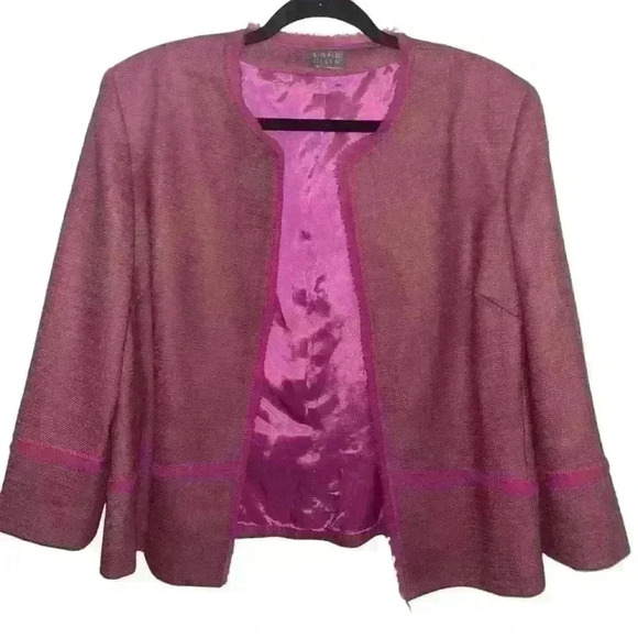 Sigrid Olsen Pink Tweed Jacket 100% Wool Lined Size L - Picture 2 of 5